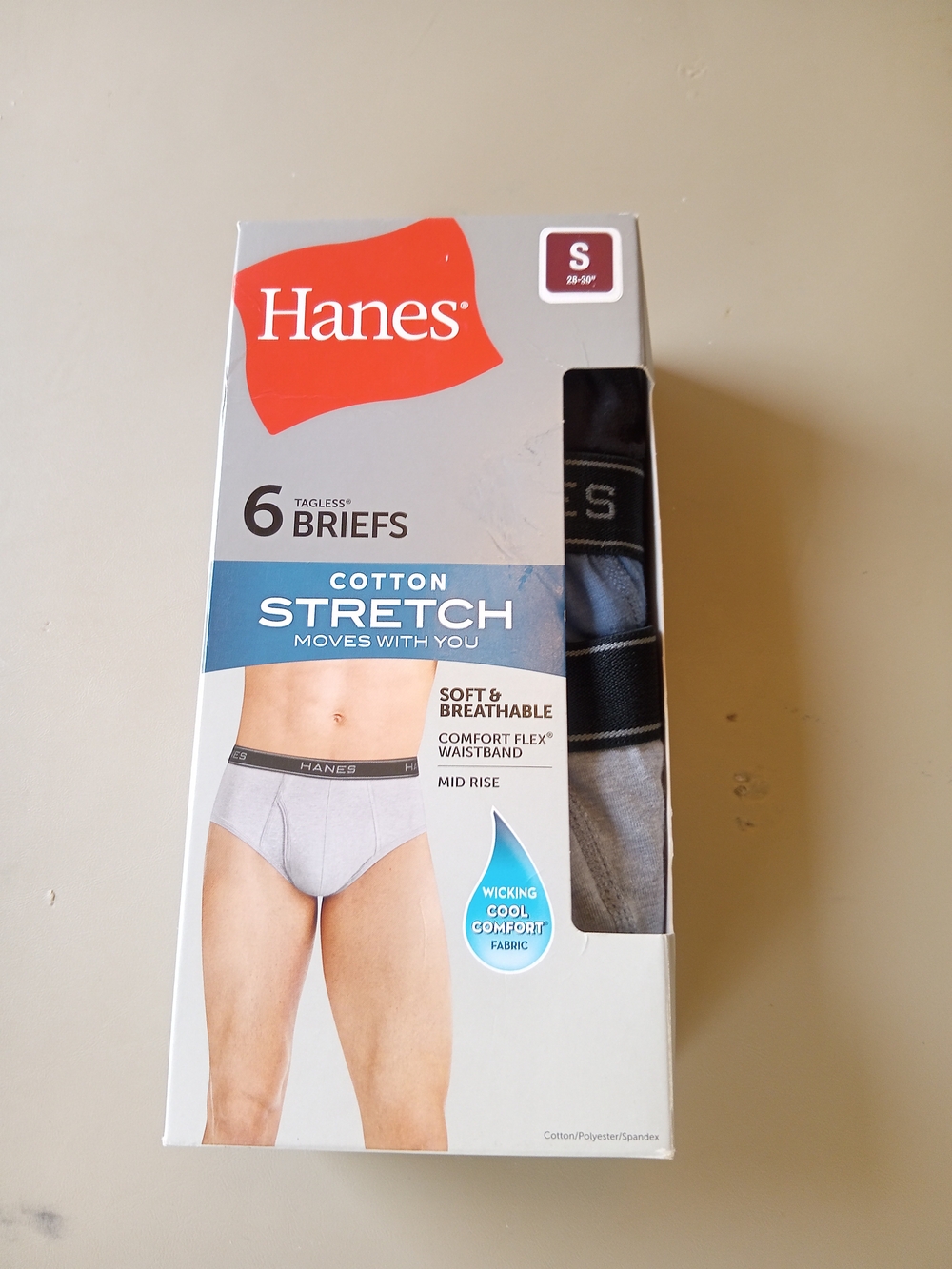Hanes Men’s Cotton Stretch Briefs - Gray & Black (6-Pack)